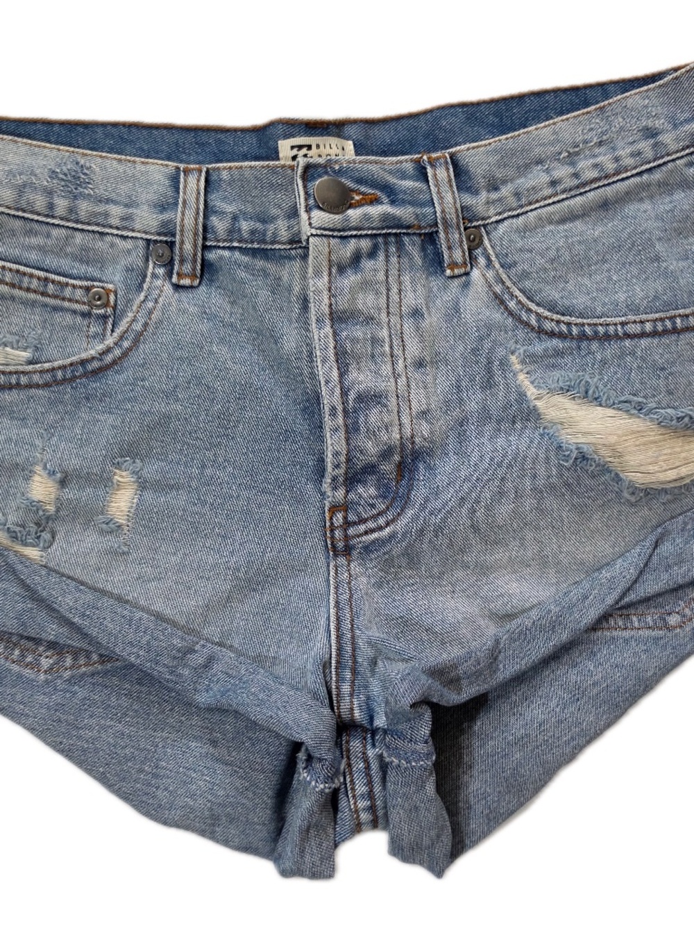 Billabong Shorts Womens 28 Blue Denim Cut-Off Cuffed Distressed 5-Pocket‎ Jorts